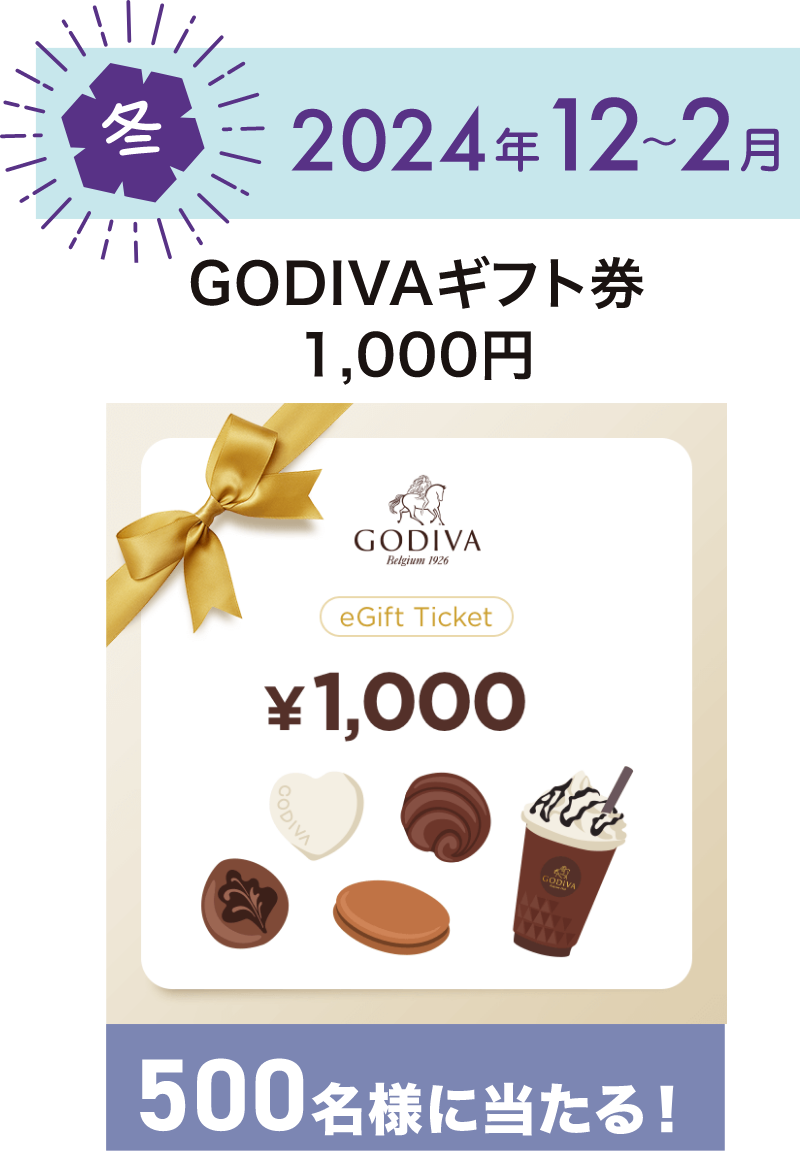 2024年12～2月　GODIVAギフト券1000円